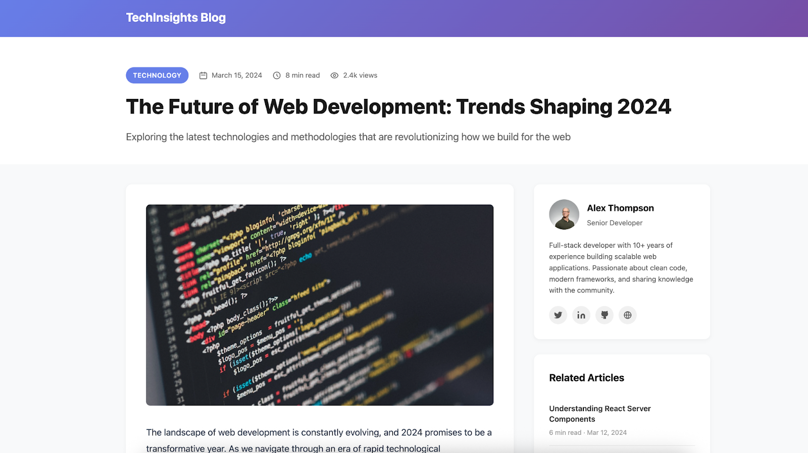 使用基本提示的博客布局