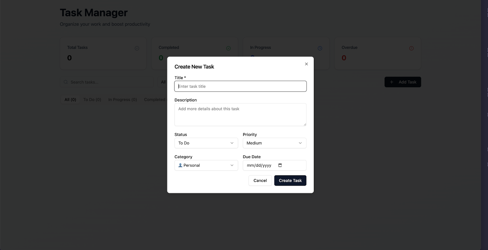 任务管理器表单组件